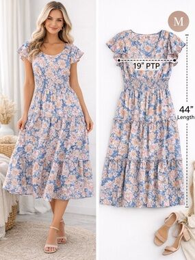 Sienna Sky Floral Midi Dress – Size Medium